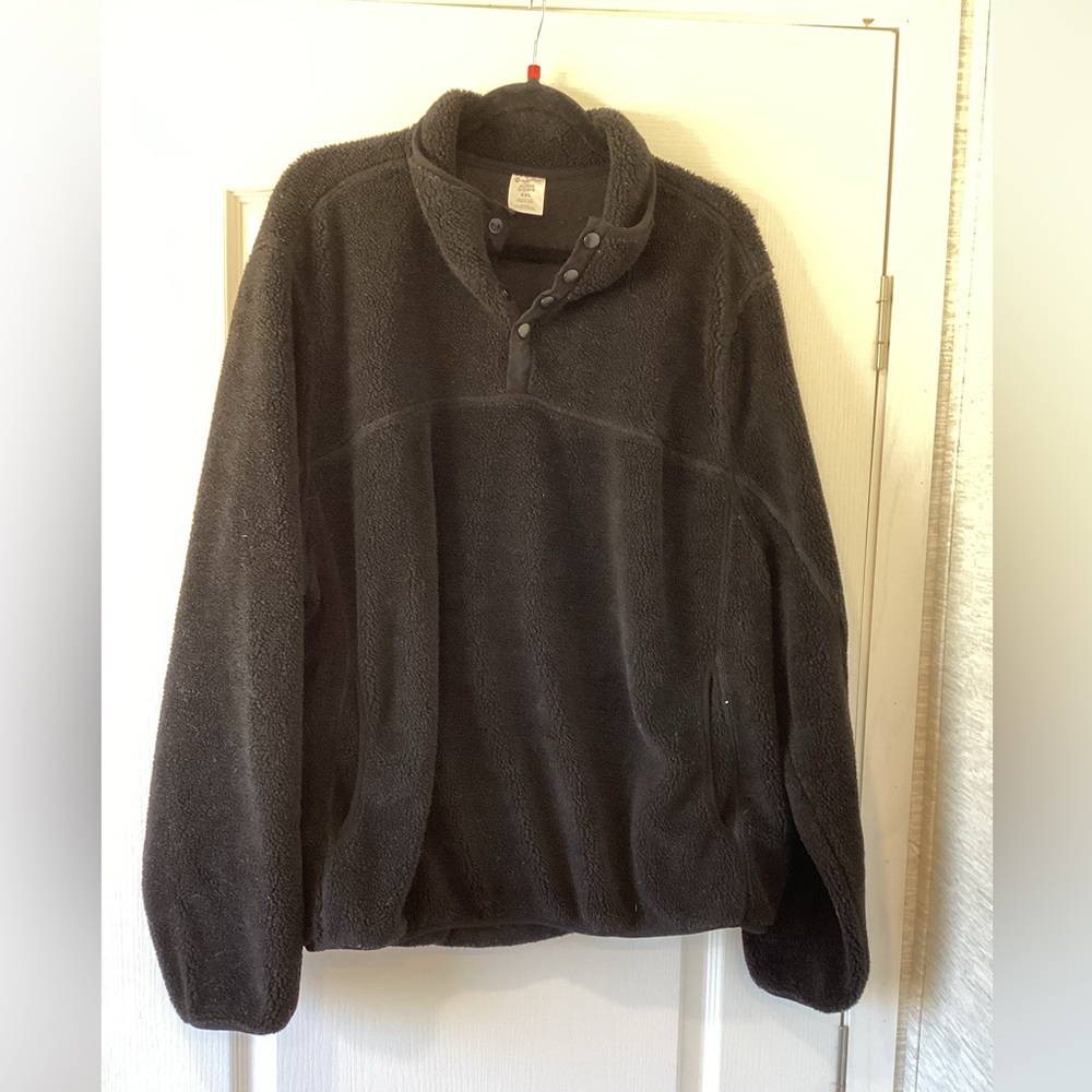Members Mark Men's Black Fleece Quarter-Button Pullover size 2XL EUC
